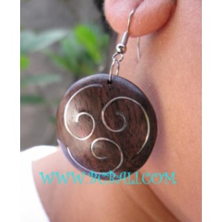 Natural Earring Wooden Steel