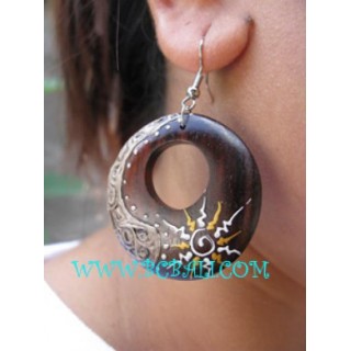 Natural Handpainting Earring Woods