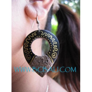 Natural Painted Wood Earring