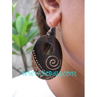 Oval Wooden Painted Earring