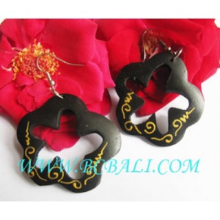 Bali Wooden Hand Painting Earrings 