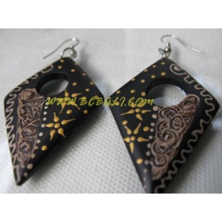 Hand Painting Earrings Natural Wood