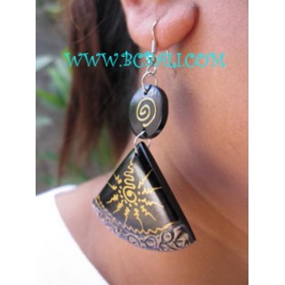 Pyramid Wooden Painted Earring