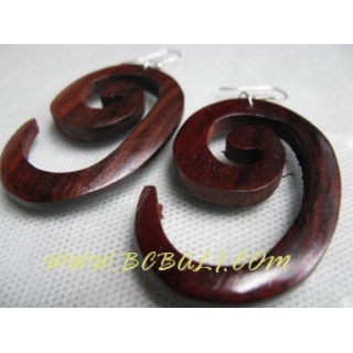 Spiral Wooden Earring