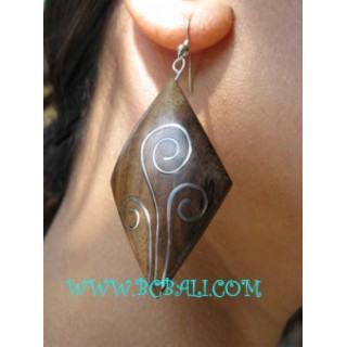 Stainless Mahogany Wooden Earring