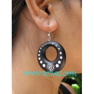 Wooden Black Painted Earring