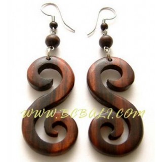 Wooden Craved Earring