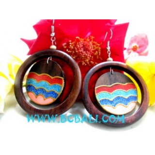 Wooden Earring Painted