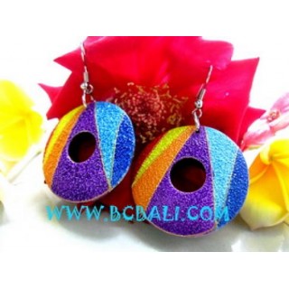 Wooden Earring Painted Oval Shape