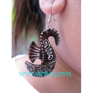 Wooden Painted Animal Earring