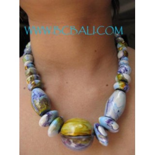 Assorted Color Wooden Painting Necklaces