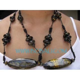 Black Wooden Painted Necklaces