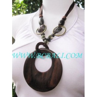 Flat Circle Wooden Necklaces