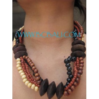 Natural Wooden Beaded Necklaces