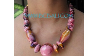 Short Wooden Painted Necklaces