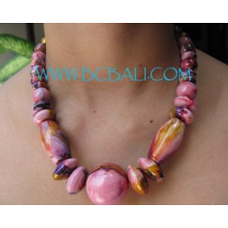 Short Wooden Painted Necklaces