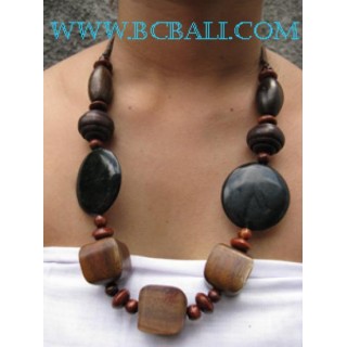 Stone Necklace With Wooden Beads