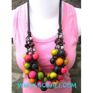 Wooden Necklace Multi Colored