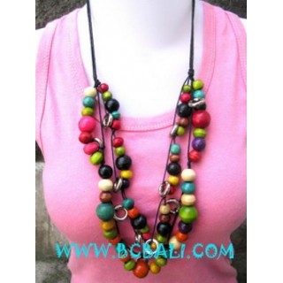 Wooden Necklaces Marbel Shape