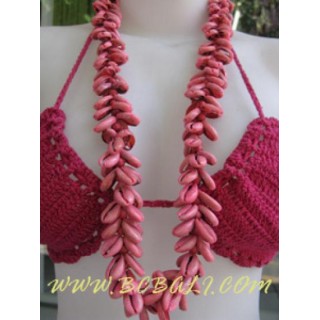 Pink Cowrie Dyed Shell Necklaces