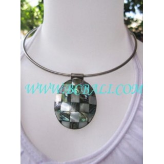 Stainless Steel Abalone Shell Choker Necklace Pendants