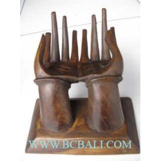 Wooden Finger Rings Double Holder