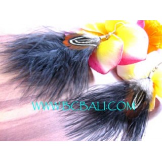 Black Painted Feather Earrings