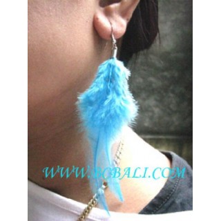 Blue Feather Earrings