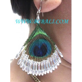 Peacock Beads Feather Earrings