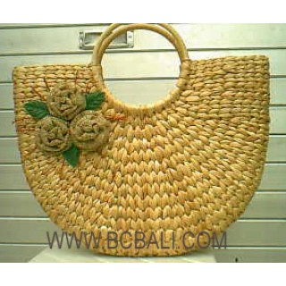 Fashion Seagrass Flower Bag