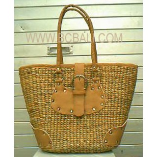 Leather Seagrass Handbag Exotic