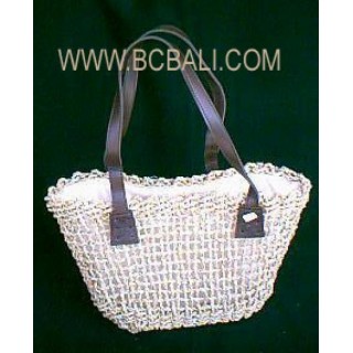 Straw Bags Leather Handle