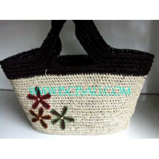 Straw Bags With Flower Design