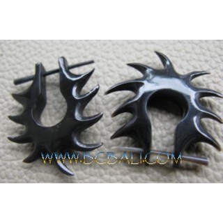 Black Earrings Horn Carving