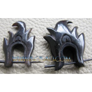 Body Earring Carved Black Horn