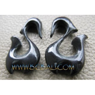 Horn Black Earrings Tribal