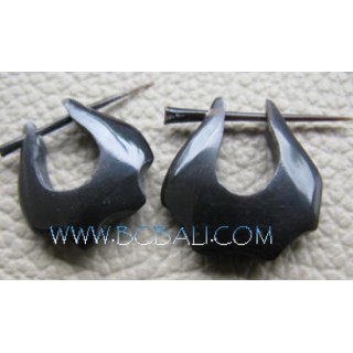 Horn Earrings Carving Black Taboo