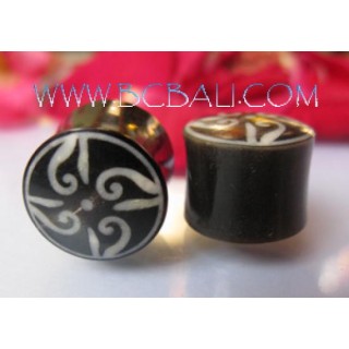 Horn Tattoo Plugs Tribal Design