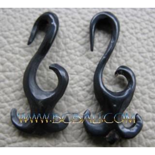 Solid Black Horn Hook Carved