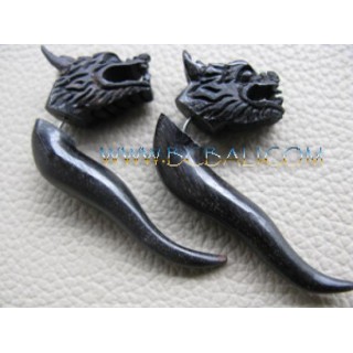 Split Tribal Hook Snakes Carving