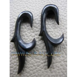 Tribal Horn Carving Hook Earrings