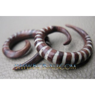 Wooden Spiral Tribal Tattoo Fake Earring