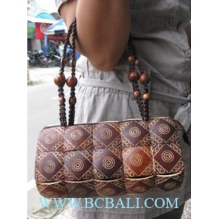 Woman Coconut Handbags Carving