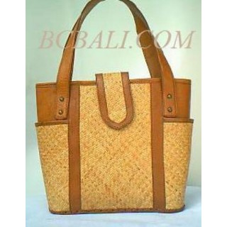 Leather Handbgs Rattan