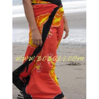 Hand Painted Rayon Sarong Floral Design Made in Bali