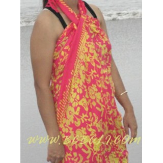 sarongs pareo rayon Hibiscus batik hand stamp