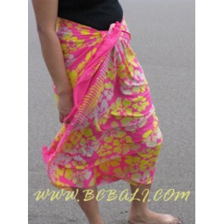 Rayon Sarong Hand Stamp Flower Design Bali