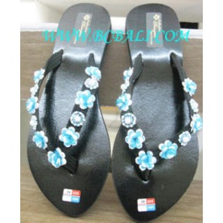 Turquise Floral Bead Slipper