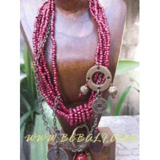 Antiq Beads Metalic Necklace