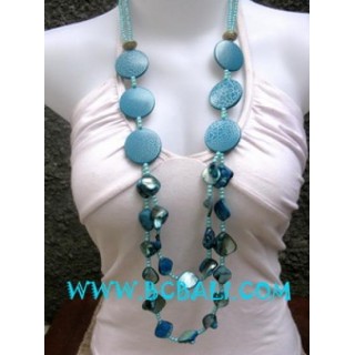 Blue Color Wooden Necklaces Painted